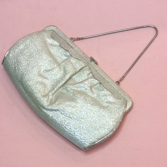 FINAL SALE PRICE Golden Sparkly Clutch/Purse w/Brown Satin Lining - Picture 2 of 5